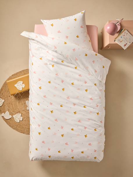 Duvet cover set + essential children's HIRONDELLES pillowcase, with recycled cotton printed white - vertbaudet enfant 