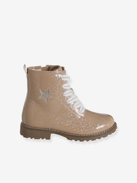 Ankle Boots with Laces & Zip for Children, Designed for Autonomy nude pink - vertbaudet enfant 
