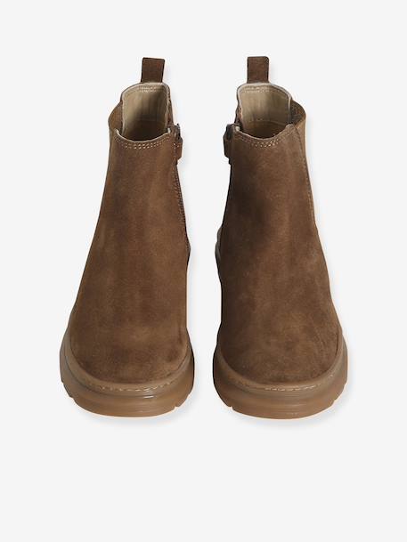 Leather Boots with Elastic & Zip for Girls camel - vertbaudet enfant 