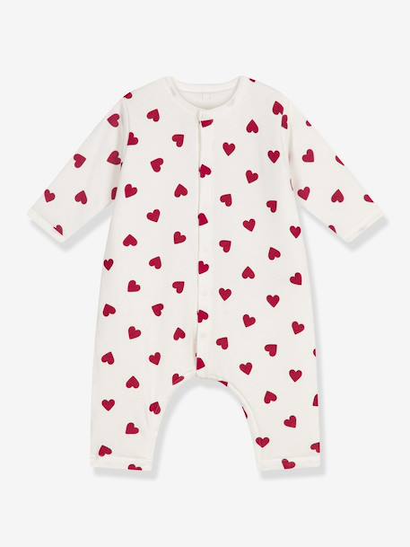 Combinaison ouatinée bébé en coton imprimé coeurs blanc - vertbaudet enfant 