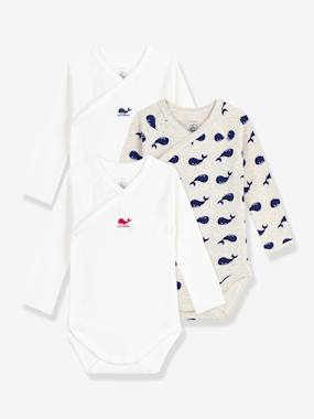 Lot de 3 bodies croisés manches longues imprimés bébé - vertbaudet enfant Lot de 3 bodies croisés manches longues imprimés bébé - vertbaudet enfant