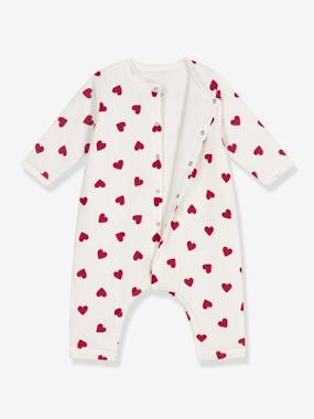 Bébé-Salopette, combinaison-Combinaison ouatinée bébé en coton imprimé coeurs