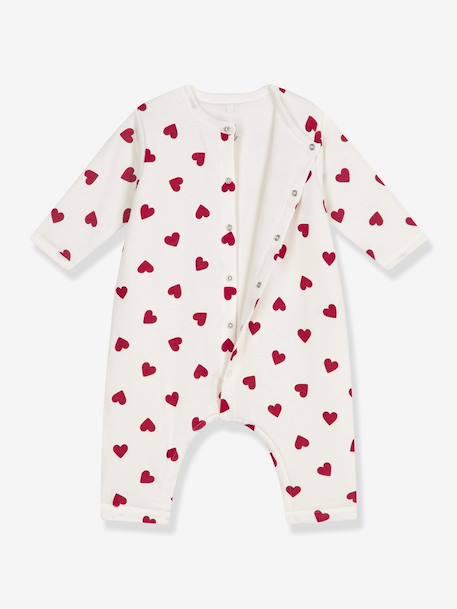 Combinaison ouatinée bébé en coton imprimé coeurs blanc - vertbaudet enfant 