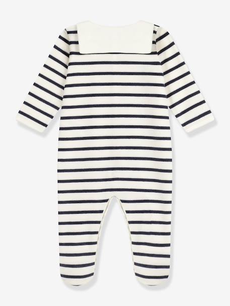 Pyjama bébé mixte en velours imprimé rayures marine - vertbaudet enfant 