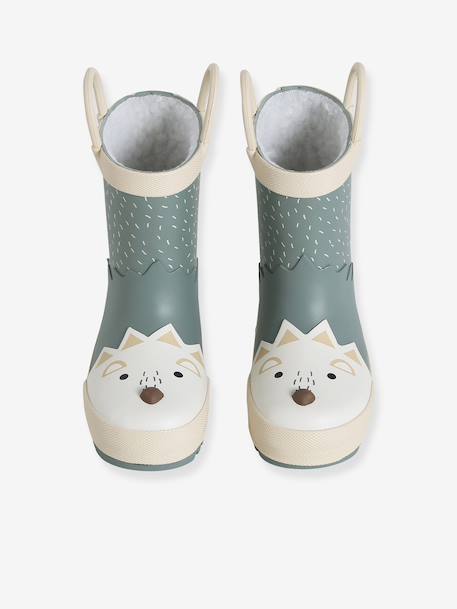 Bottes de pluie bébé détails ludiques rayé marine+vert imprimé - vertbaudet enfant 