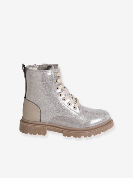 Ankle Boots with Laces & Zip for Children gold - vertbaudet enfant 