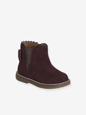 Shoes-Baby Footwear-Baby Girl Walking-Ankle boots & boots -Leather Boots with Elastic, for Baby Girls