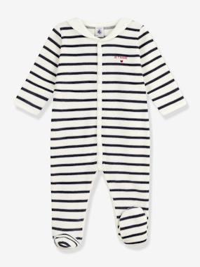 Pyjama bébé mixte en velours imprimé rayures - vertbaudet enfant -Pyjama bébé mixte en velours imprimé rayures