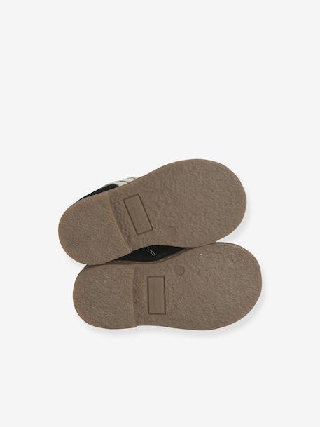 Zipped Leather Boots for Babies black+gold - vertbaudet enfant 