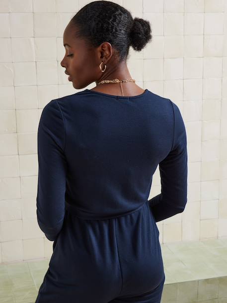 Fleece Jumpsuit for Maternity & Nursing navy blue - vertbaudet enfant 