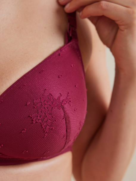 Pack of 2 embroidered lace underwired nursing bras bordeaux red - vertbaudet enfant 