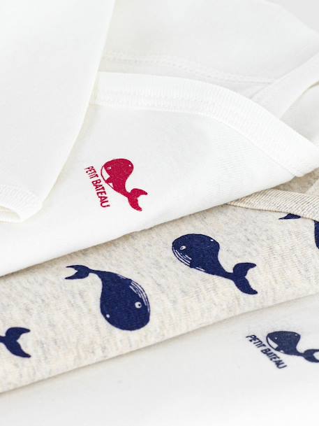 Lot de 3 bodies croisés manches longues imprimés bébé blanc - vertbaudet enfant 