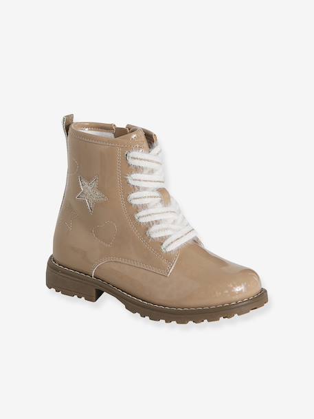 Ankle Boots with Laces & Zip for Children, Designed for Autonomy nude pink - vertbaudet enfant 