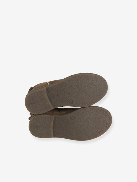 Leather Boots for Girls camel+Dark Blue+printed black - vertbaudet enfant 