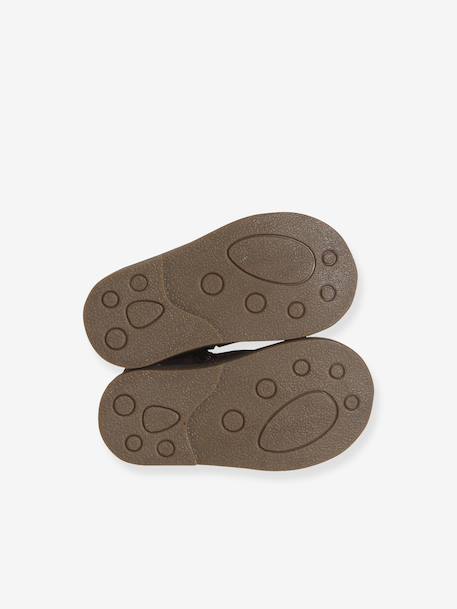 Leather Boots with Elastic, for Baby Girls black+bordeaux red+Camel+navy blue+printed beige - vertbaudet enfant 