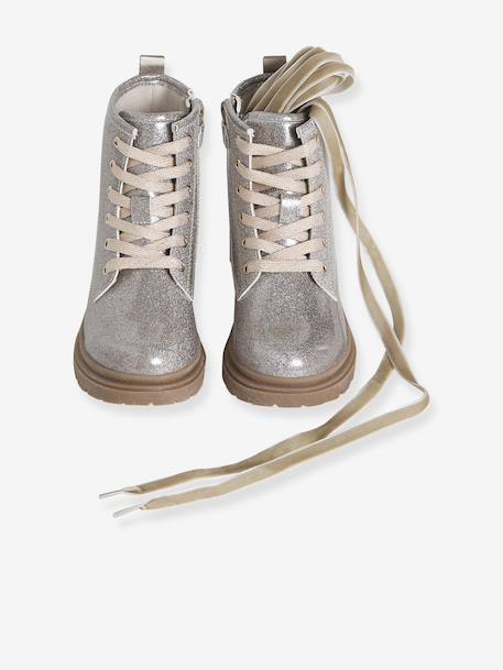 Ankle Boots with Laces & Zip for Children gold - vertbaudet enfant 