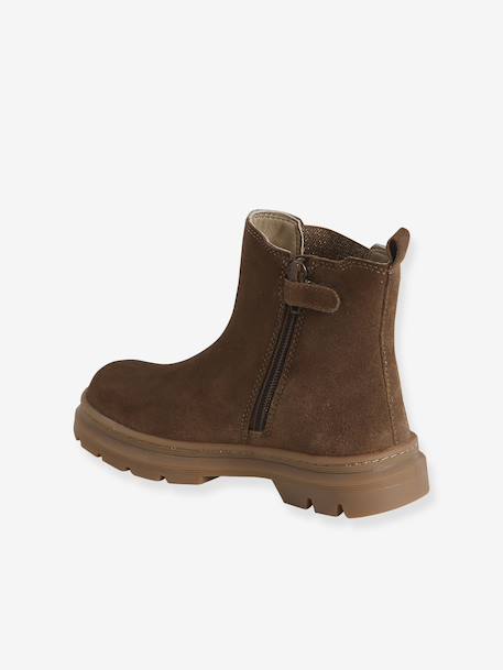 Leather Boots with Elastic & Zip for Girls camel - vertbaudet enfant 
