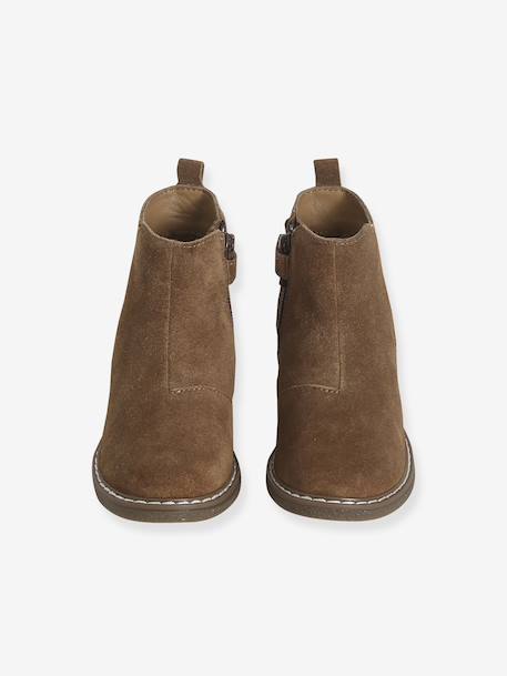 Leather Boots for Girls camel+Dark Blue+printed black - vertbaudet enfant 