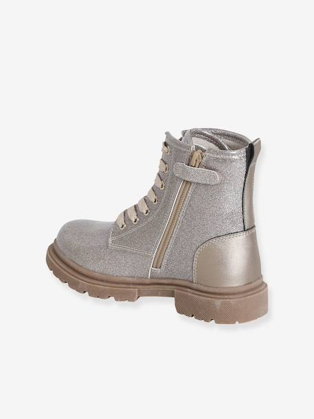 Bottines enfant fille synthétique lacées et zippées or - vertbaudet enfant 