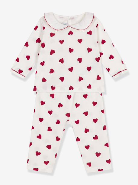 Pyjama 2 pièces bébé imprimé coeurs blanc - vertbaudet enfant 