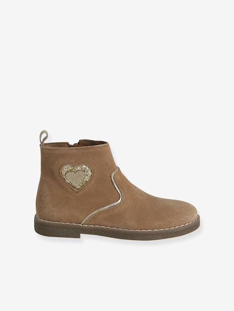 Leather Boots with Heart Design, Designed for Autonomy camel - vertbaudet enfant 