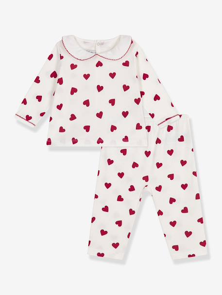 Pyjama 2 pièces bébé imprimé coeurs blanc - vertbaudet enfant 