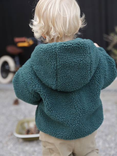Sherpa hooded jacket for babies fir green - vertbaudet enfant 