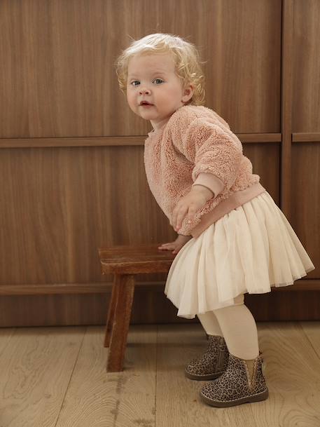 Ensemble bébé sweat-shirt + jupon rose poudré - vertbaudet enfant 