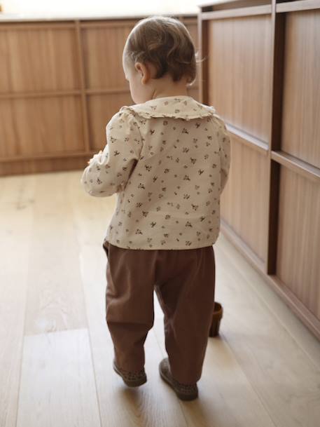Blouse bébé imprimée en velours vanille - vertbaudet enfant 