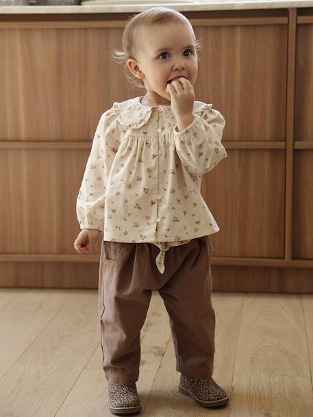 Printed velvet baby blouse vanilla - vertbaudet enfant 