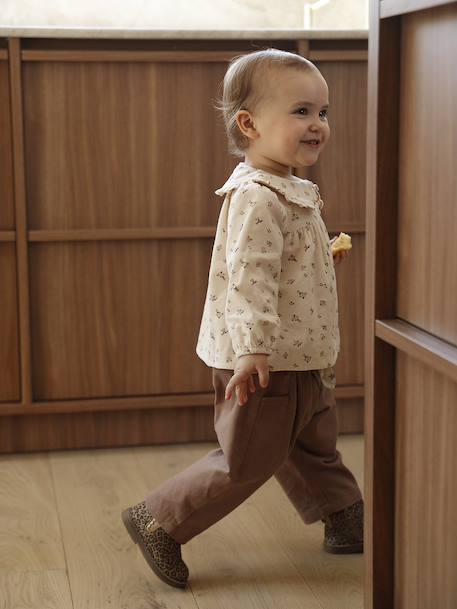 Blouse bébé imprimée en velours vanille - vertbaudet enfant 