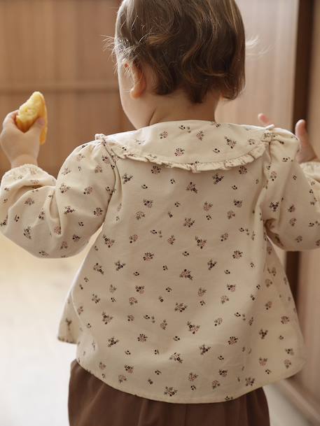 Blouse bébé imprimée en velours vanille - vertbaudet enfant 