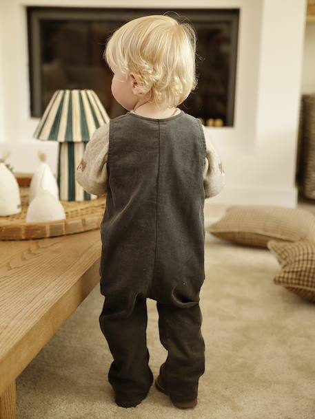 Corduroy sleepsuit for babies anthracite - vertbaudet enfant 