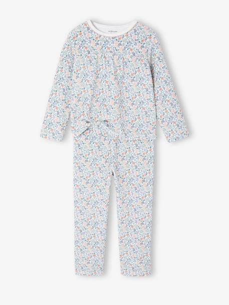 Pack of 2 Floral Velour Pyjamas for Girls ecru - vertbaudet enfant 
