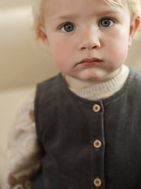Corduroy sleepsuit for babies anthracite - vertbaudet enfant 
