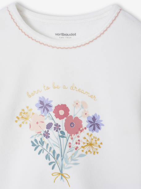 Pack of 2 Floral Velour Pyjamas for Girls ecru - vertbaudet enfant 