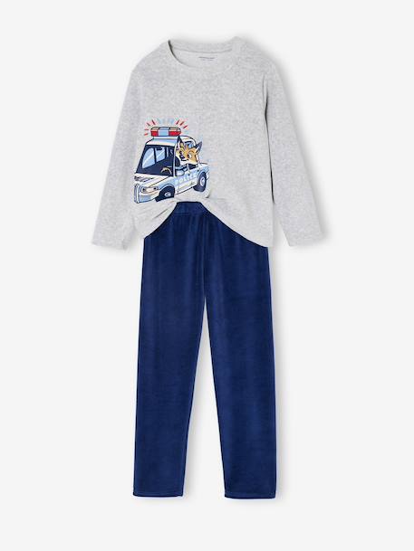 Pack of 2 'Police' Velour Pyjamas for Boys navy blue - vertbaudet enfant 