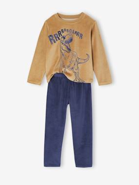 Lot de 2 pyjamas garçon velours Dino - vertbaudet enfant Garçon-Lot de 2 pyjamas garçon velours Dino