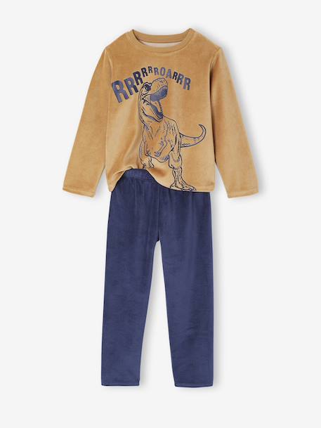 Pack of 2 Dino Velour Pyjamas for Boys caramel - vertbaudet enfant 