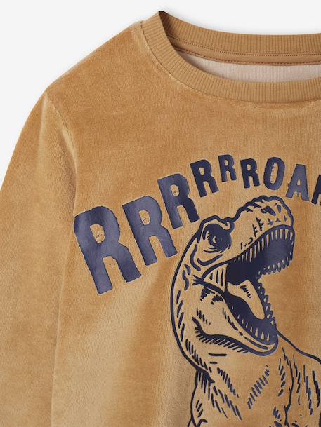 Pack of 2 Dino Velour Pyjamas for Boys caramel - vertbaudet enfant 