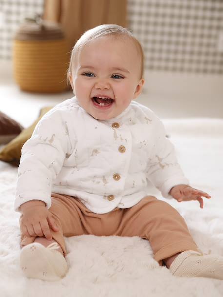 Quilted Corduroy Jacket + Comforter Set for Newborns ecru - vertbaudet enfant 