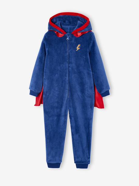 Superhero sleepsuit pyjamas: detachable cape + mask royal blue - vertbaudet enfant 