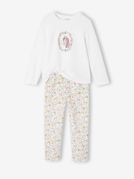 Pack of 2 Unicorn Velour Pyjamas for Girls ecru - vertbaudet enfant 