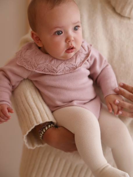 Newborn Set: Knitted Romper + Tights mauve - vertbaudet enfant 
