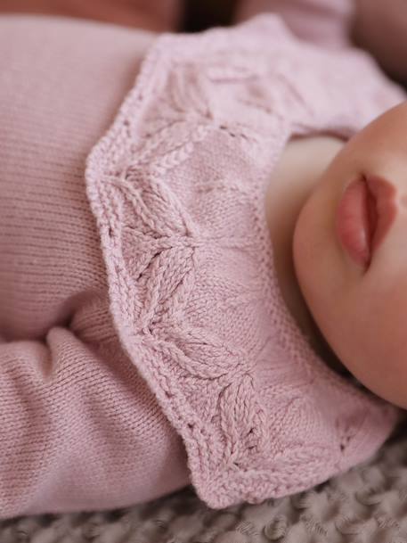 Newborn Set: Knitted Romper + Tights mauve - vertbaudet enfant 