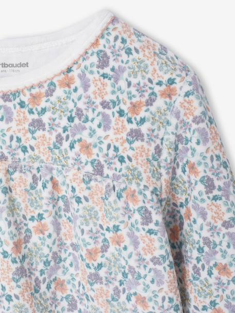 Pack of 2 Floral Velour Pyjamas for Girls ecru - vertbaudet enfant 