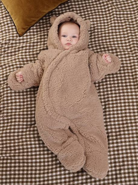 Pramsuit in Faux Fur with Ears beige - vertbaudet enfant 