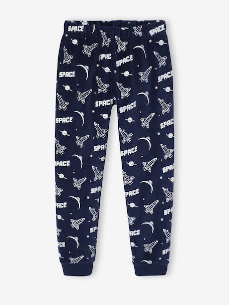 Velour Pyjamas with Printed Rocket for Boys navy blue - vertbaudet enfant 