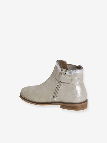 Leather Boots with Zip & Elastic for Girls black+gold+navy blue - vertbaudet enfant 
