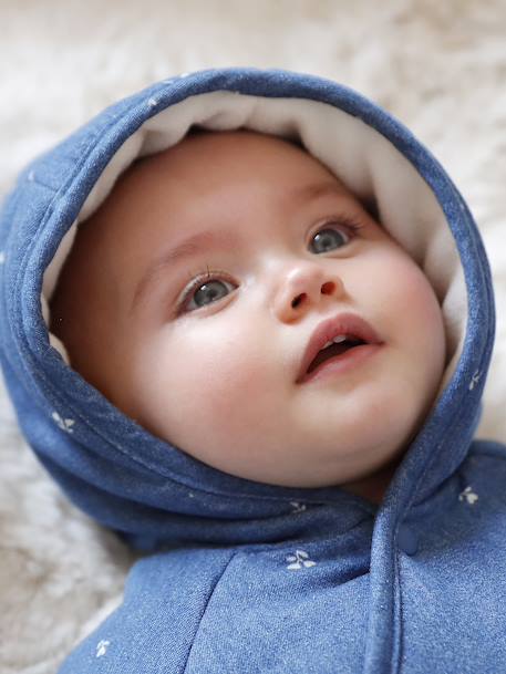 Denim Pramsuit with All-Over Print, for Newborns stone - vertbaudet enfant 